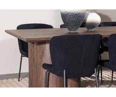 Venture Design Valgomojo komplektas Olivia valgomojo stalas su Modesto valgomojo kėde 100x210 cm juoda moka MDF plienas
