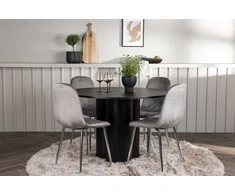 Venture Design Valgomojo komplektas Olivia valgomojo stalas ir Eva valgomojo kėdė 110 cm juodas aksomas