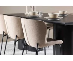 Venture Design Valgomojo komplektas Olivia valgomojo stalas su Modesto valgomojo kėdė 210x100 cm juoda