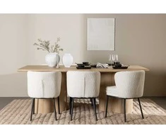 Venture Design Valgomojo komplektas Olivia valgomojo stalas su Agnes valgomojo kėde 210x100 cm balta