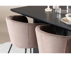 Venture Design Valgomojo komplektas Olivia valgomojo stalas su Berit valgomojo kėdė 210x100 cm juoda ruda poliesterio kordurojas plienas