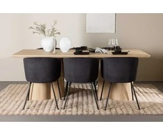 Venture Design Valgomojo komplektas Olivia valgomojo stalas su Berit valgomojo kėdė 210x100 cm balintos plieno aksomas