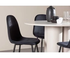 Venture Design Valgomojo komplektas Olivia valgomojo stalas su Polar kėdėmis 110 cm smėlio spalvos juodas MDF