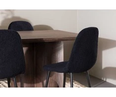 Venture Design Valgomojo komplektas Olivia valgomojo stalas su Polar valgomojo kėde 100x210 cm juoda moka mediena plienas