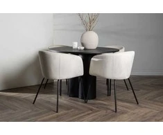 Venture Design Valgomojo komplektas Olivia valgomojo stalas ir Berit kėdė 110 cm juoda smėlio spalvos veliūras