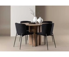 Venture Design Valgomojo komplektas Olivia valgomojo stalas su Modesto valgomojo kėde 110 cm mocha juoda