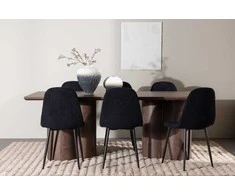 Venture Design Valgomojo komplektas Olivia valgomojo stalas su Polar valgomojo kėde 100x210 cm juoda moka mediena plienas