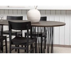 Venture Design Valgomojo komplektas Ovalus valgomojo stalas ir Montros valgomojo kėdė 220x100 cm Juoda