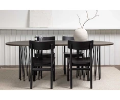 Venture Design Valgomojo komplektas Ovalus valgomojo stalas ir Montros valgomojo kėdė 220x100 cm Juoda