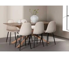 Venture Design Valgomojo komplektas Piazza valgomojo stalas su Polar valgomojo kėde 180x90 cm smėlio spalvos