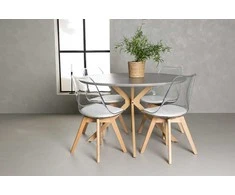 Venture Design Valgomojo komplektas Piazza valgomojo stalas ir Edvin valgomojo kėdė 120 cm pilka ir balta PET paviršius