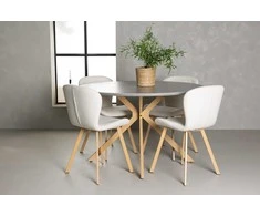 Venture Design Valgomojo komplektas Piazza valgomojo stalas ir Lilja valgomojo kėdė 120 cm smėlio spalvos