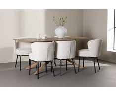 Venture Design Valgomojo komplektas Piazza valgomojo stalas su Agnes valgomojo kėde 180x90 cm Mocha