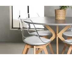 Venture Design Valgomojo komplektas Piazza valgomojo stalas ir Edvin valgomojo kėdė 120 cm pilka ir balta PET paviršius