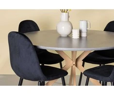 Venture Design Valgomojo komplektas Piazza valgomojo stalas ir Polar valgomojo kėdės 120 cm natūrali pilka juodas aksomas plienas