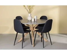 Venture Design Valgomojo komplektas Piazza stalas ir Polar kėdės 120 cm pilka ir juoda akmuo ir plienas