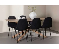 Venture Design Valgomojo komplektas Piazza valgomojo stalas su Polar valgomojo kėdė 180x90 cm juoda moka mediena plienas