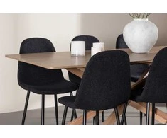 Venture Design Valgomojo komplektas Piazza valgomojo stalas su Polar valgomojo kėdė 180x90 cm juoda moka mediena plienas