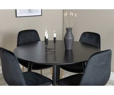 Venture Design Valgomojo komplektas Plaza apvalus valgomojo stalas ir Polar kėdė 100x75 cm juoda