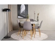 Venture Design Valgomojo komplektas Plaza apvalus valgomojo stalas 100x75 cm pilkas