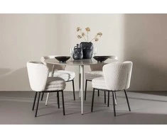 Venture Design Valgomojo komplektas Plaza stalas su Agnes kėdėmis 120 cm, smėlio spalvos ir balta