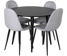Venture Design Valgomojo komplektas Plaza apvalus valgomojo stalas ir Polar valgomojo kėdės 100x75 cm juodos spalvos audinys