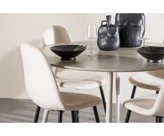Venture Design Valgomojo komplektas Plaza valgomojo stalas su Polar kėdėmis 120 cm smėlio spalvos MDF