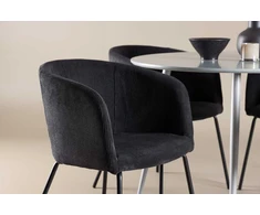 Venture Design Valgomojo komplektas Plaza valgomojo stalas su Berit kėdėmis 100 cm pilkas ir juodas MDF