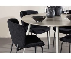 Venture Design Valgomojo komplektas Plaza valgomojo stalas su Modesto kėdėmis 120 cm smėlio spalvos juodas MDF