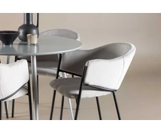 Venture Design Valgomojo komplektas Plaza su Evelina 100 cm pilka