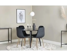 Venture Design Valgomojo komplektas Plaza apvalus valgomojo stalas ir Polar kėdė 100x75 cm juoda