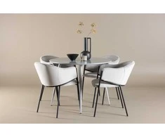 Venture Design Valgomojo komplektas Plaza su Evelina 100 cm pilka
