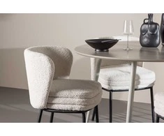 Venture Design Valgomojo komplektas Plaza stalas su Agnes kėdėmis 120 cm, smėlio spalvos ir balta