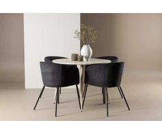 Venture Design Valgomojo komplektas Plaza valgomojo stalas ir Berit valgomojo kėdė 100 cm balta MDF