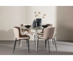 Venture Design Valgomojo komplektas Plaza stalas su Modesto kėdėmis 120 cm smėlio spalvos MDF