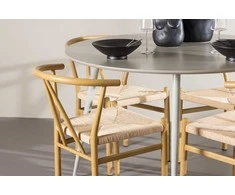 Venture Design Valgomojo komplektas Plaza stalas su Alfons kėdėmis 120 cm smėlio spalvos