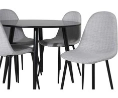 Venture Design Valgomojo komplektas Plaza apvalus valgomojo stalas ir Polar valgomojo kėdės 100x75 cm juodos spalvos audinys
