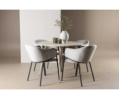 Venture Design Valgomojo komplektas Plaza valgomojo stalas su Evelina valgomojo kėde 100 cm balta MDF