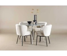 Venture Design Valgomojo komplektas Plaza stalas su Agnes kėdėmis 100 cm pilka balta