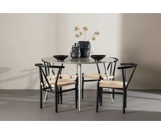 Venture Design Valgomojo komplektas Plaza stalas su Alfons kėdėmis 120 cm smėlio spalvos rotangas
