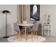 Venture Design Valgomojo komplektas Plaza apvalus valgomojo stalas 100x75 cm pilkas