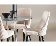 Venture Design Valgomojo komplektas Plaza valgomojo stalas su Leone valgomojo kėde 100 cm pilka ir smėlio spalvos MDF