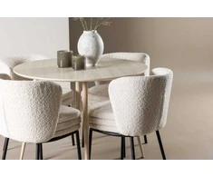 Venture Design Valgomojo komplektas Plaza valgomojo stalas su Agnes valgomojo kėde 100 cm balta MDF