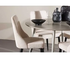 Venture Design Valgomojo komplektas Plaza valgomojo stalas su Leone kėdėmis 120 cm smėlio spalvos