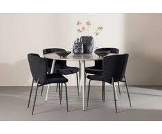 Venture Design Valgomojo komplektas Plaza valgomojo stalas su Modesto kėdėmis 120 cm smėlio spalvos juodas MDF