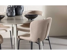 Venture Design Valgomojo komplektas Plaza stalas su Modesto kėdėmis 120 cm smėlio spalvos MDF