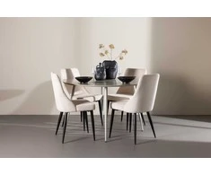 Venture Design Valgomojo komplektas Plaza valgomojo stalas su Leone kėdėmis 120 cm smėlio spalvos