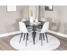 Venture Design Valgomojo komplektas Plaza apvalus valgomojo stalas ir Polar Diamond valgomojo kėdė 100x75 cm juodas aksomas