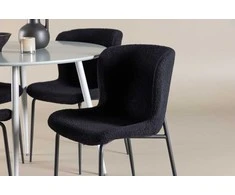 Venture Design Valgomojo komplektas Plaza stalas su Modesto kėdėmis 100 cm pilkos ir juodos MDF ir poliesterio