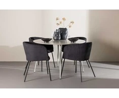 Venture Design Valgomojo komplektas Plaza stalas su Berit kėdėmis 120 cm, smėlio spalvos MDF